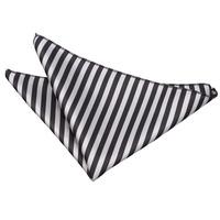 thin stripe black silver handkerchief pocket square