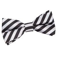 Thin Stripe Black & Silver Pre-Tied Bow Tie