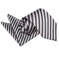 Thin Stripe Black & Silver Tie 2 pc. Set