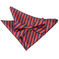 thin stripe navy blue red bow tie 2 pc set