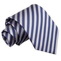 Thin Stripe Navy Blue & Silver Tie