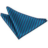 Thin Stripe Navy Blue & Teal Handkerchief / Pocket Square