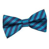 Thin Stripe Navy Blue & Teal Pre-Tied Bow Tie