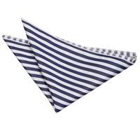 Thin Stripe White & Navy Blue Handkerchief / Pocket Square