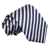 Thin Stripe White & Navy Blue Tie