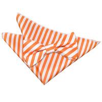 thin stripe white orange bow tie 2 pc set