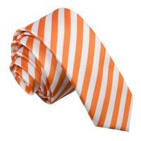 Thin Stripe White & Orange Skinny Tie