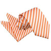 thin stripe white orange tie 2 pc set