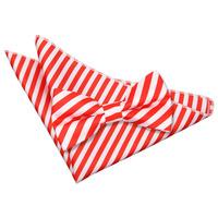 thin stripe white red bow tie 2 pc set