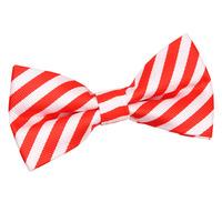 Thin Stripe White & Red Pre-Tied Bow Tie