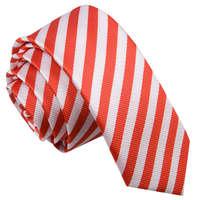 Thin Stripe White & Red Skinny Tie