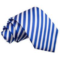 Thin Stripe White & Royal Blue Tie