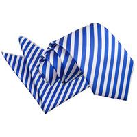 thin stripe white royal blue tie 2 pc set