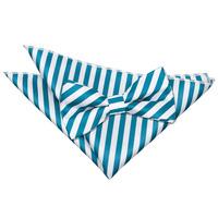 Thin Stripe White & Teal Bow Tie 2 pc. Set