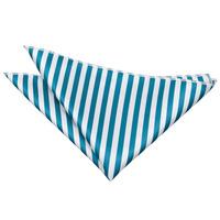 Thin Stripe White & Teal Handkerchief / Pocket Square