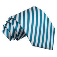 Thin Stripe White & Teal Tie