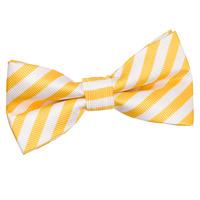 Thin Stripe White & Yellow Pre-Tied Bow Tie