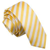 Thin Stripe White & Yellow Skinny Tie