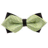 Thin Stripes Mint Green & Silver Diamond Tip Bow Tie