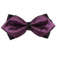 Thin Stripes Purple & Pink Diamond Tip Bow Tie