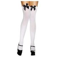 Thigh Highs White with Black Bow