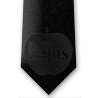 the beatles black mens silk tie apple logo outline dress casual work o ...