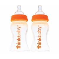 Thinkbaby BPA Free Vented Baby Bottles Natural/Orange (270ml)