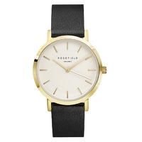 The Gramercy White on Black with Gold Rosefield Leather Strap Watch