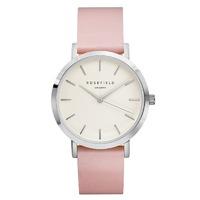 The Gramercy White on Pink with Silver Rosefield Leather Strap Watch