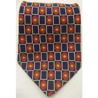 The Savile Row Navy Patterned Silk Tie