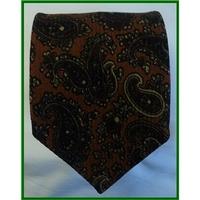 thresher glenny london orange brown black beige paisley pattern tie