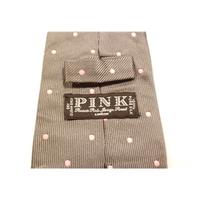 Thomas Pink Silk Tie Grey With Pink spots