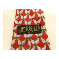 Thomas Pink Red With Fun Blue Pineapples Silk Tie