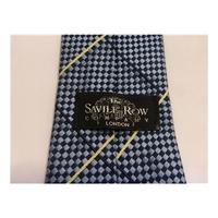 The Savile Row Company Silk Tie Navy With Gold & Light Blue Design