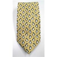 The Tie Studio pale yellow penguin print tie