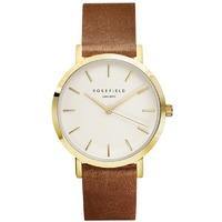 the gramercy white on brown with gold rosefield leather strap watch