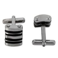 thomas henry matte black double lines cufflinks scuff090 d