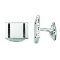 Thomas Sabo Silver Rectangle Black CZ Lines Cufflinks MK50-041-11