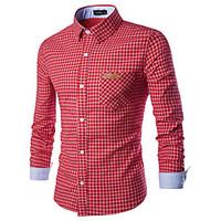 The Latest Men\'s Personality Fashion Leisure Classic Plaid Long-Sleeved Shirt