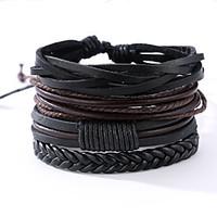 The New Vintage Cowhide Ancient Hand Woven Bracelet Cortical Layers Hand Rope Men\'s Bracelet