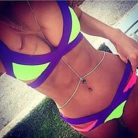 The New Foreign Trade Spell Color Bandage Sexy Bikini Swimwear