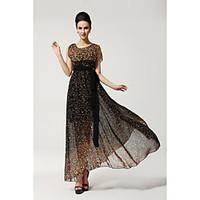 The new real shot glass fragments spend long chiffon dress put on a large advanced Dress