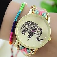 The New Women\'s Original Ethnic Woven Korean Version Exquisite Handmade DIY Elephant Bracelet Watch Cool Watches Unique Watches Fashion Watch