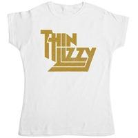 thin lizzy womens t shirt gold sparkly logo