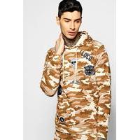 The Head Camo Hoodie With Badges - sand