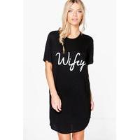 the wifey slogan bridal nightie black