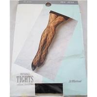 Three pairs of black one size patterned tights M&S