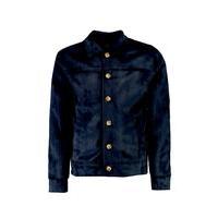 Through Suedette Trucker Jacket - navy