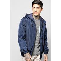 through hooded cagoule navy