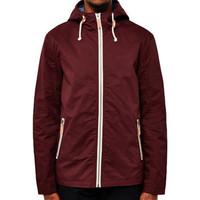 The Idle Man Cotton Lightweight Hooded Jacket Burgundy men\'s Windbreakers in red